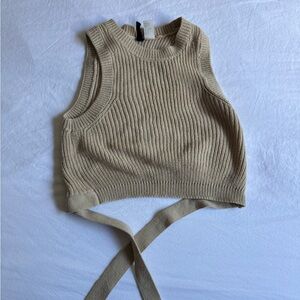 Beige Sleeveless Knit Top